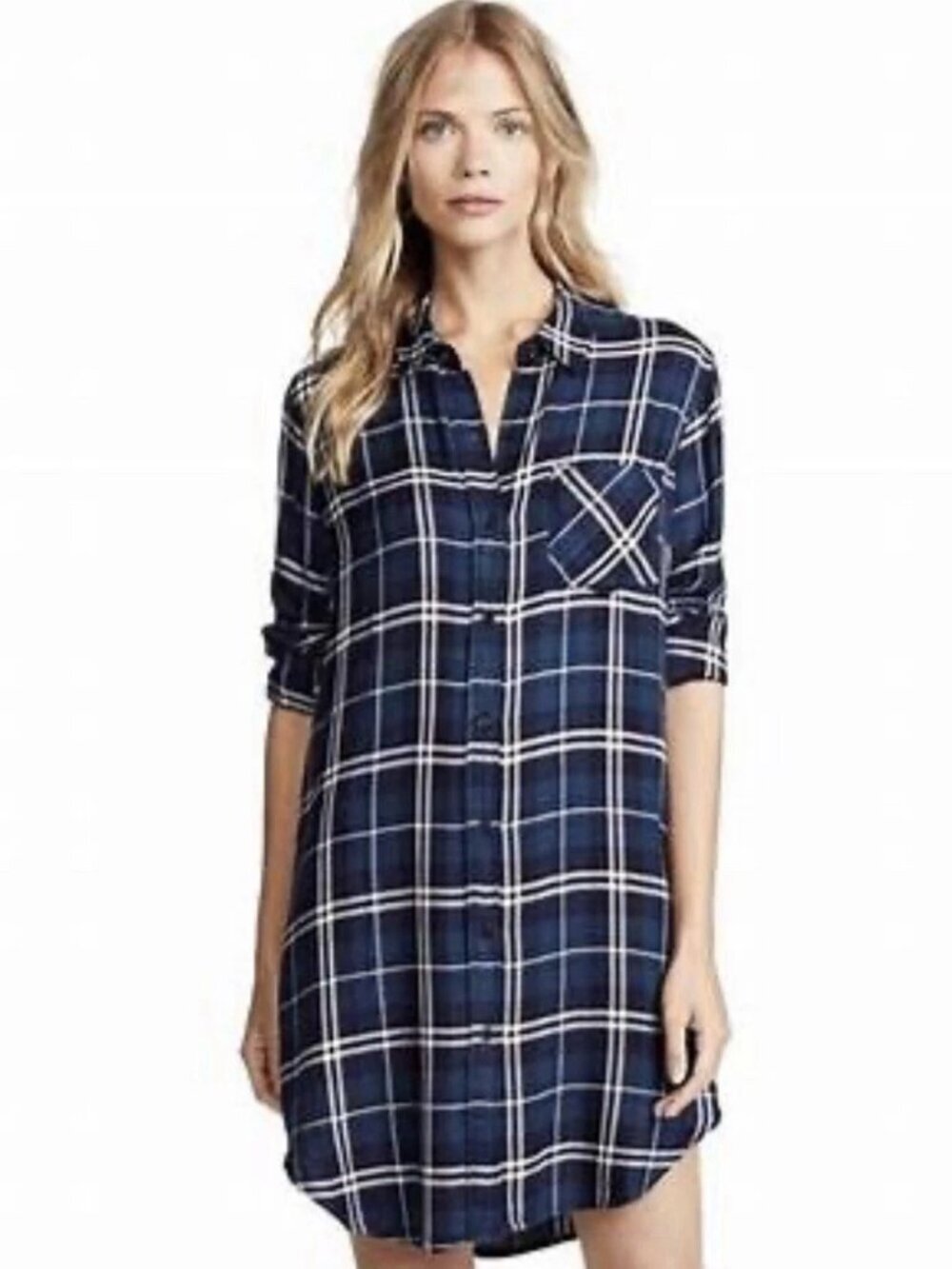RAILS Bianca Flannel Shirtdress In Spruce White, Size M